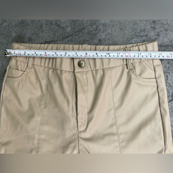 hilary macmillan high waist fit vegan leather pants Cream Pants large - Picture 3 of 10